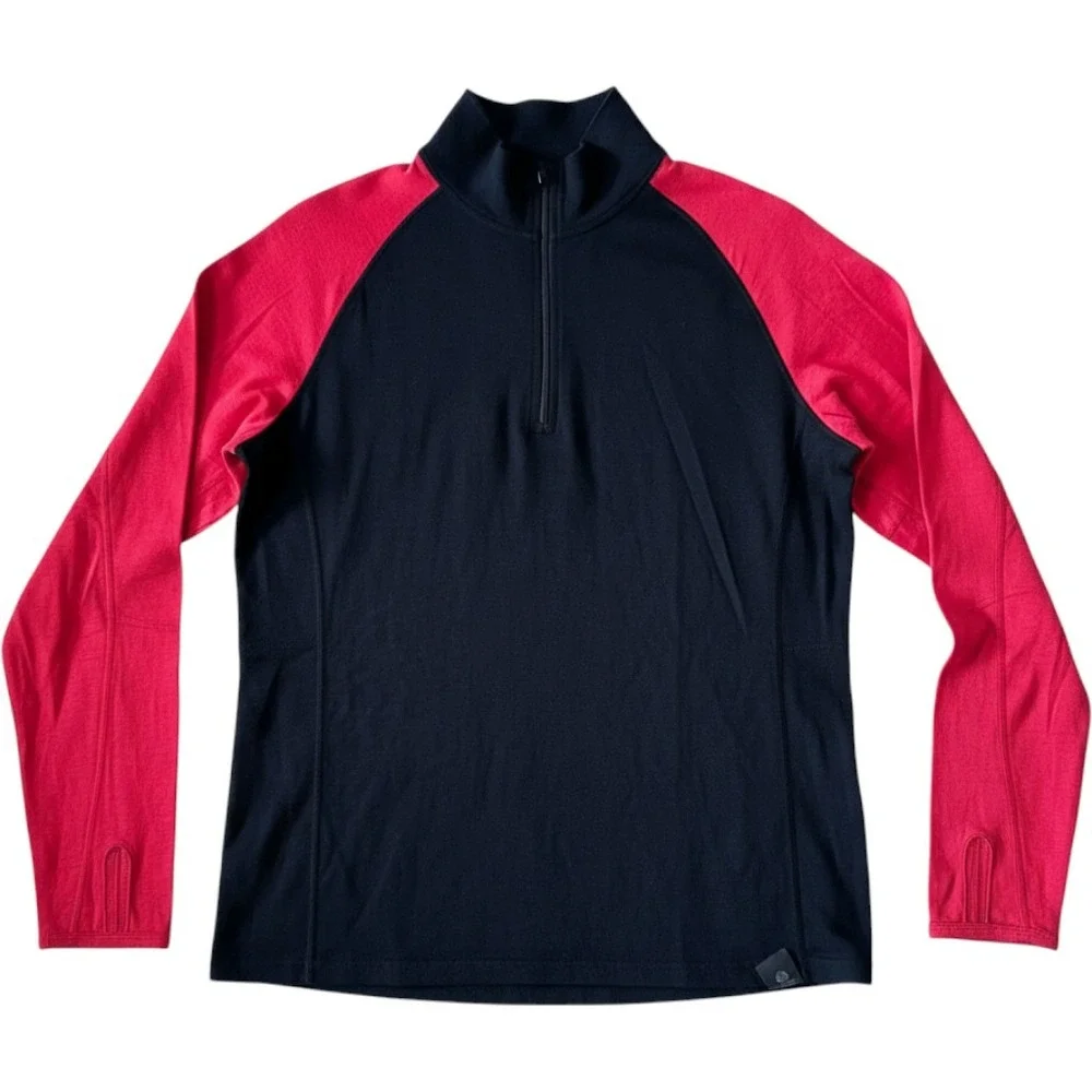 Mountain Warehouse Extreme Quarter Zip L Black Red Merino Base Layer Gorpcore